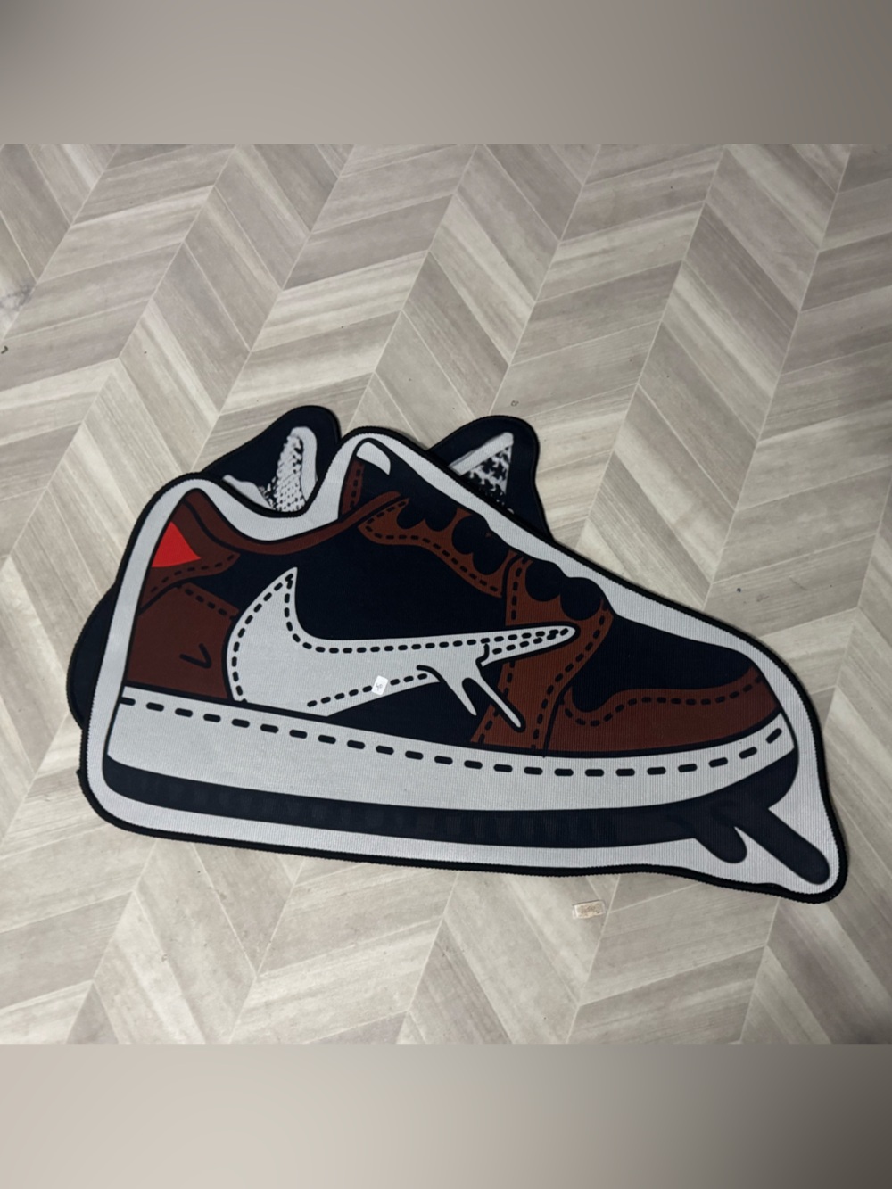 Nike Sneaker-Shaped Rug in Black, Brown, White